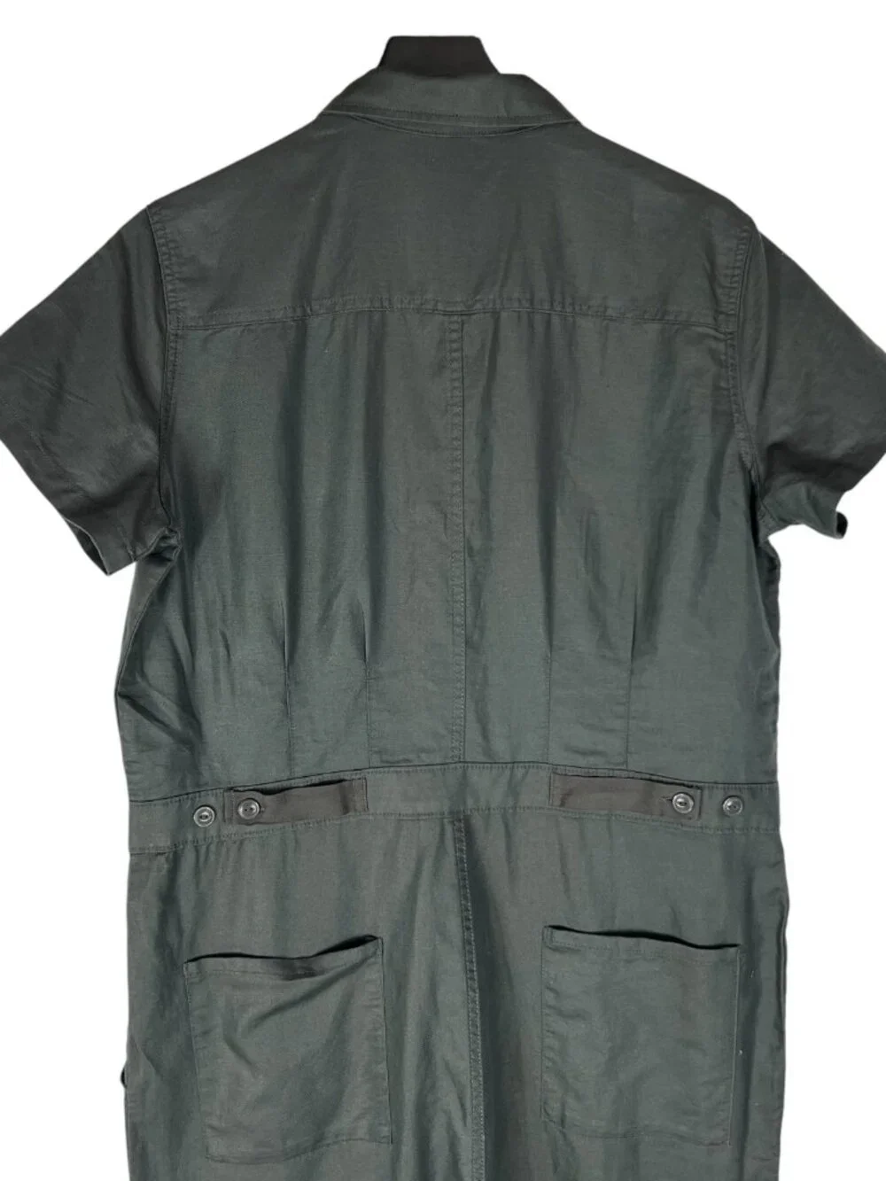 NWT Quince Cotton Linen Twill Short Sleeve Coverall Jumpsuit in Charcoal Size L